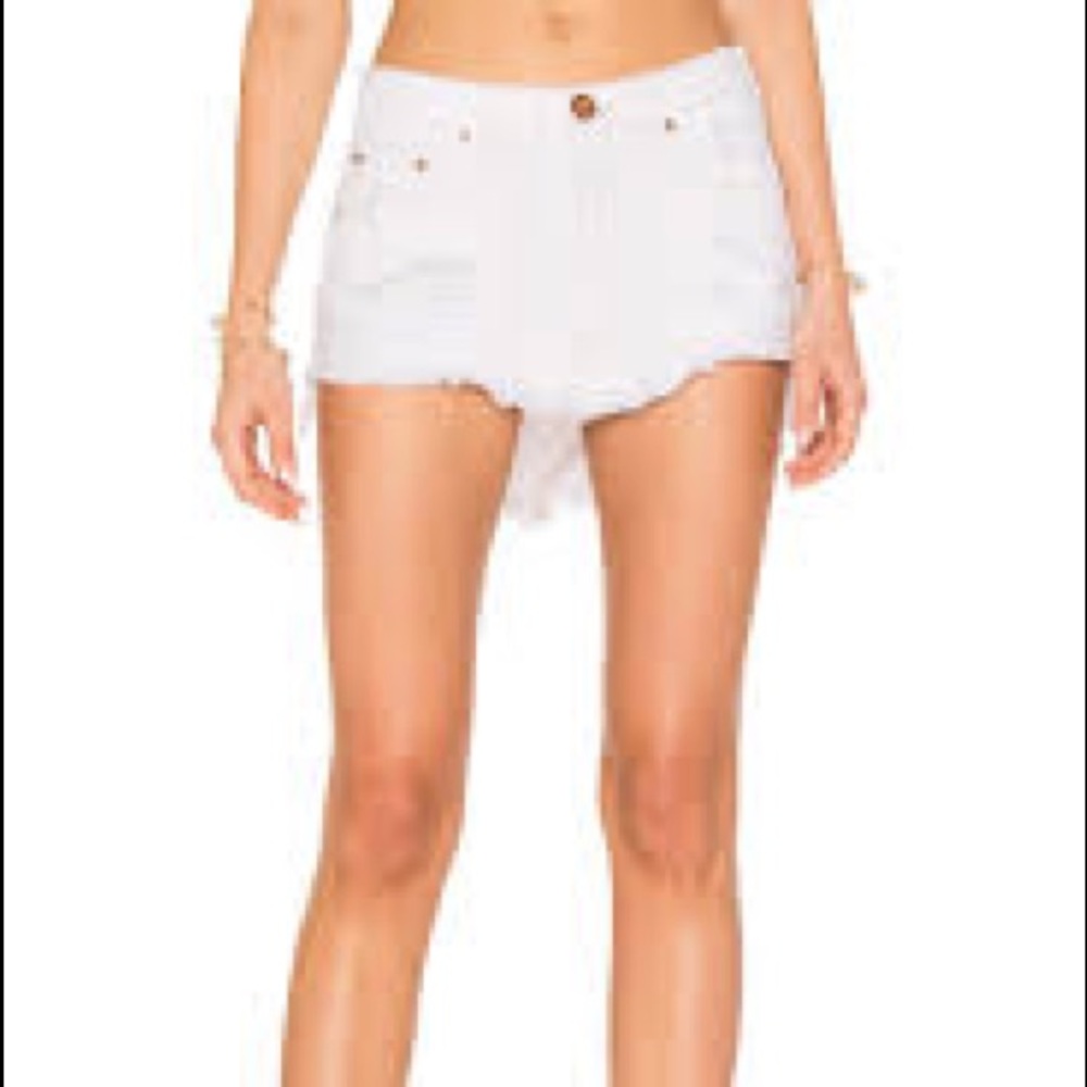 One Teaspoon White Distressed Mini Skirt